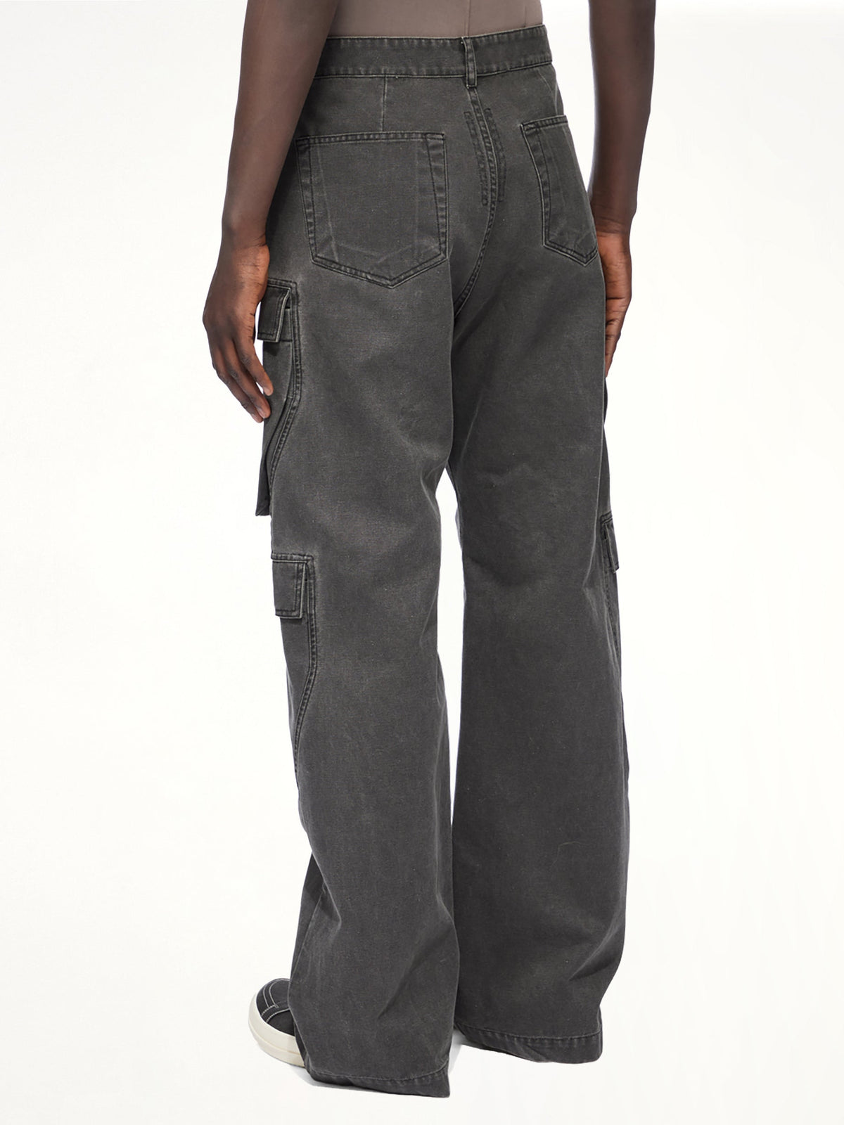 Cotton Canvas Double Cargo Jeans in Gravel