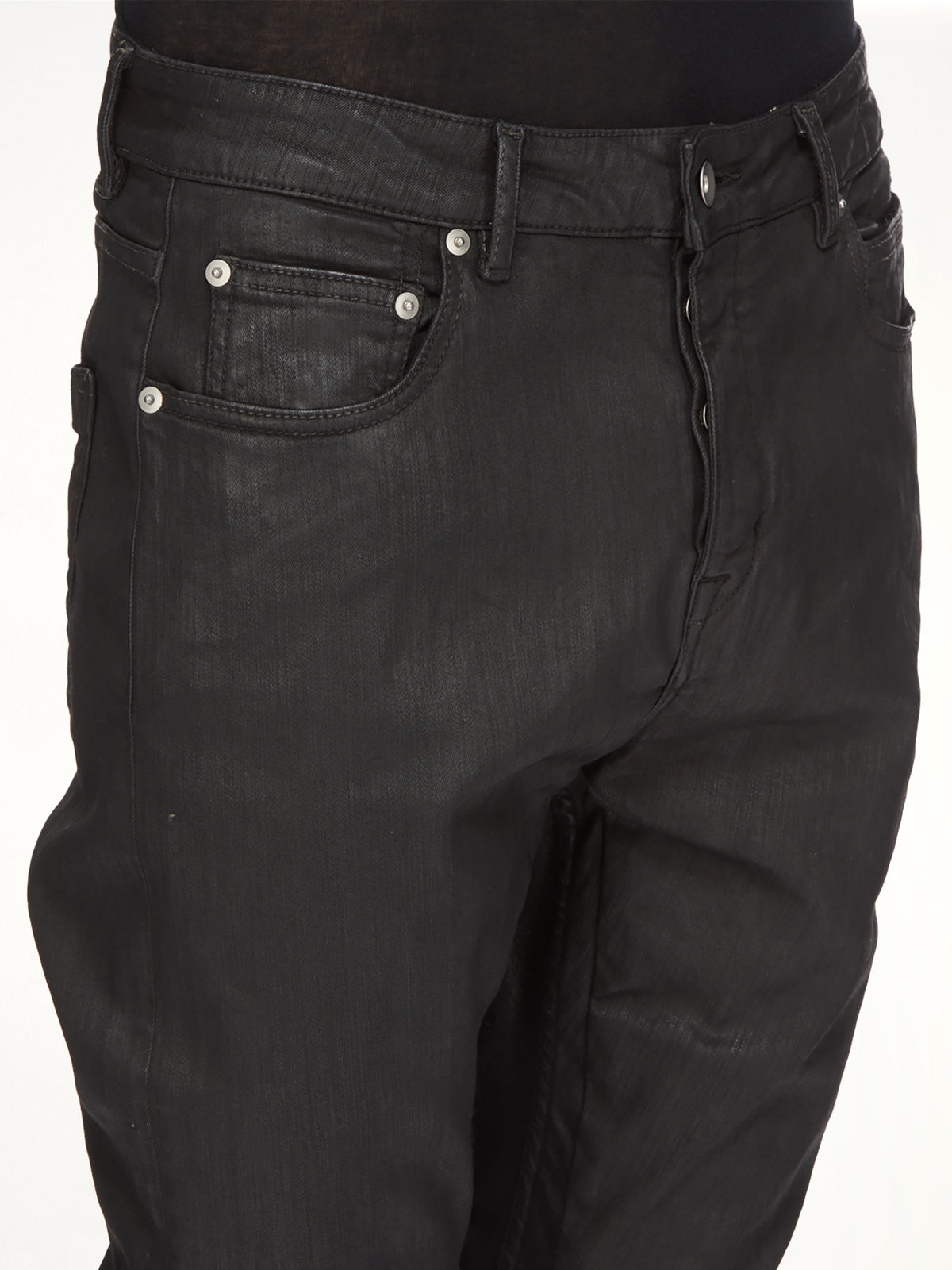 Stretch Denim Detroit Cut Jeans in Black Wax