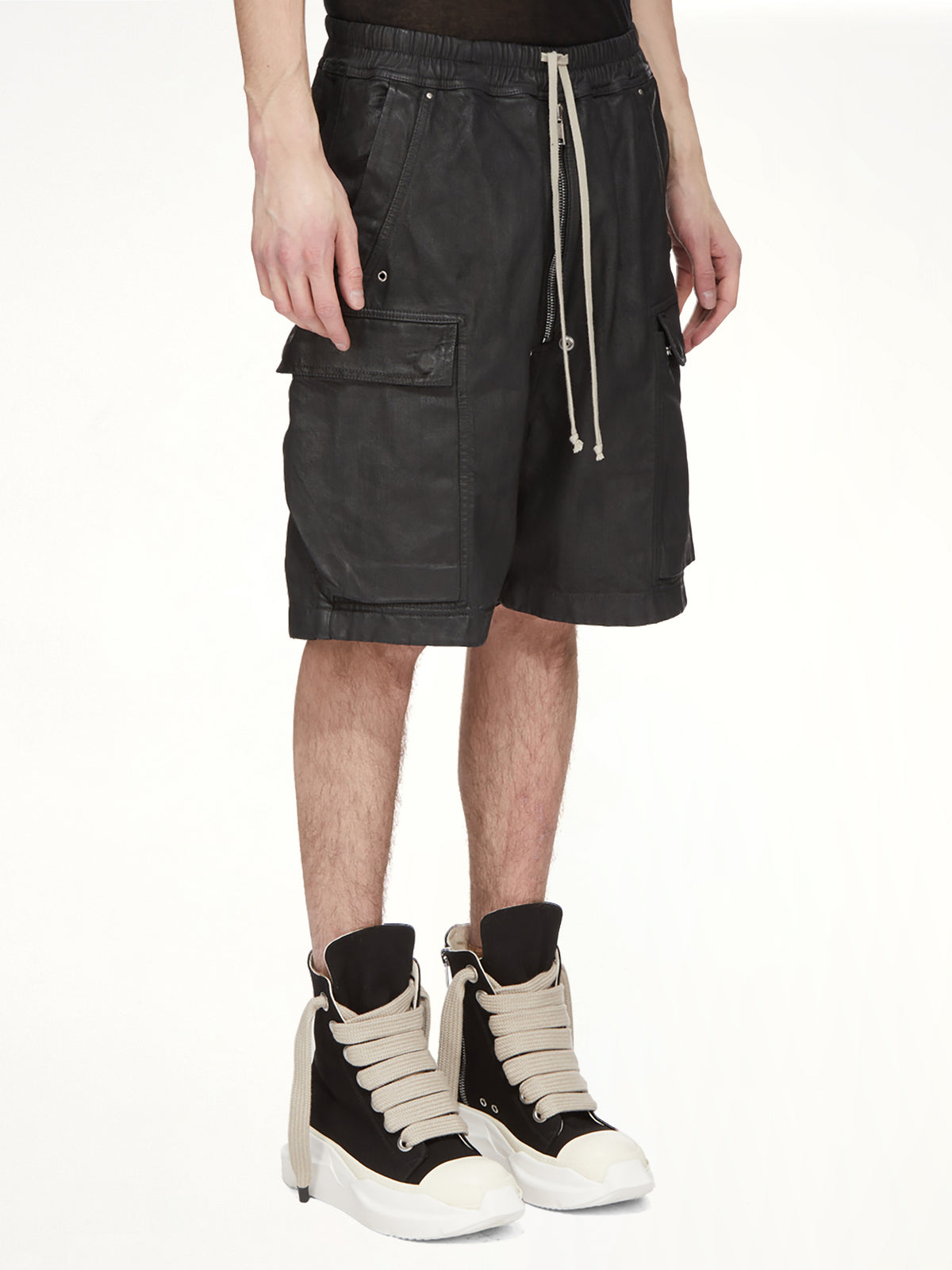 Megacrust Denim Cargobela Shorts in Black Wax