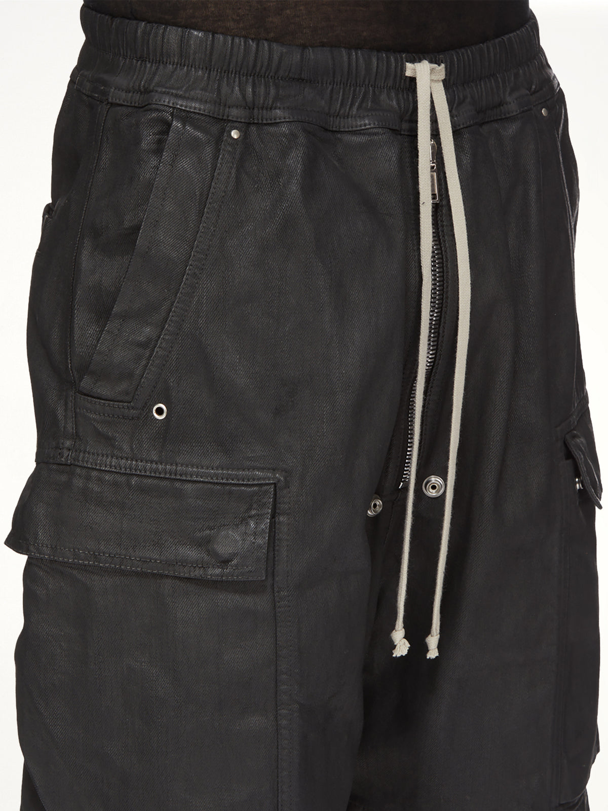 Megacrust Denim Cargobela Shorts in Black Wax