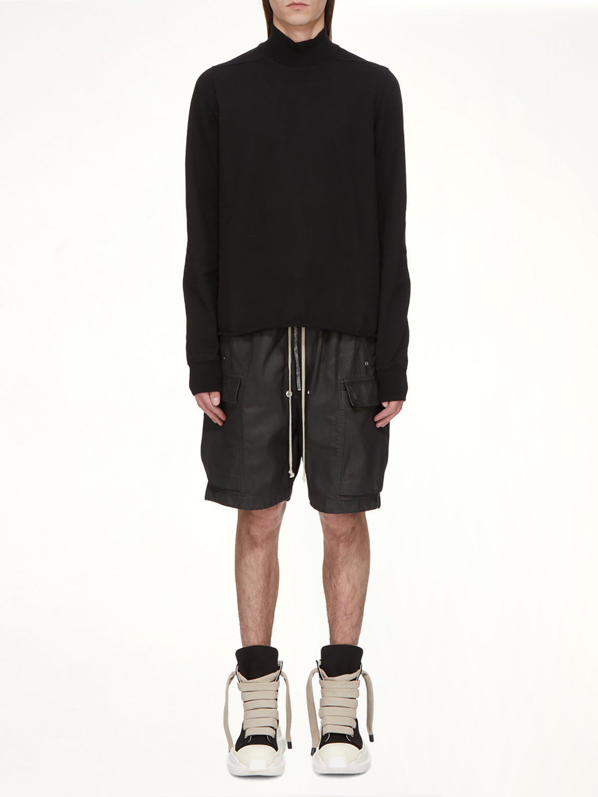 Megacrust Denim Cargobela Shorts in Black Wax