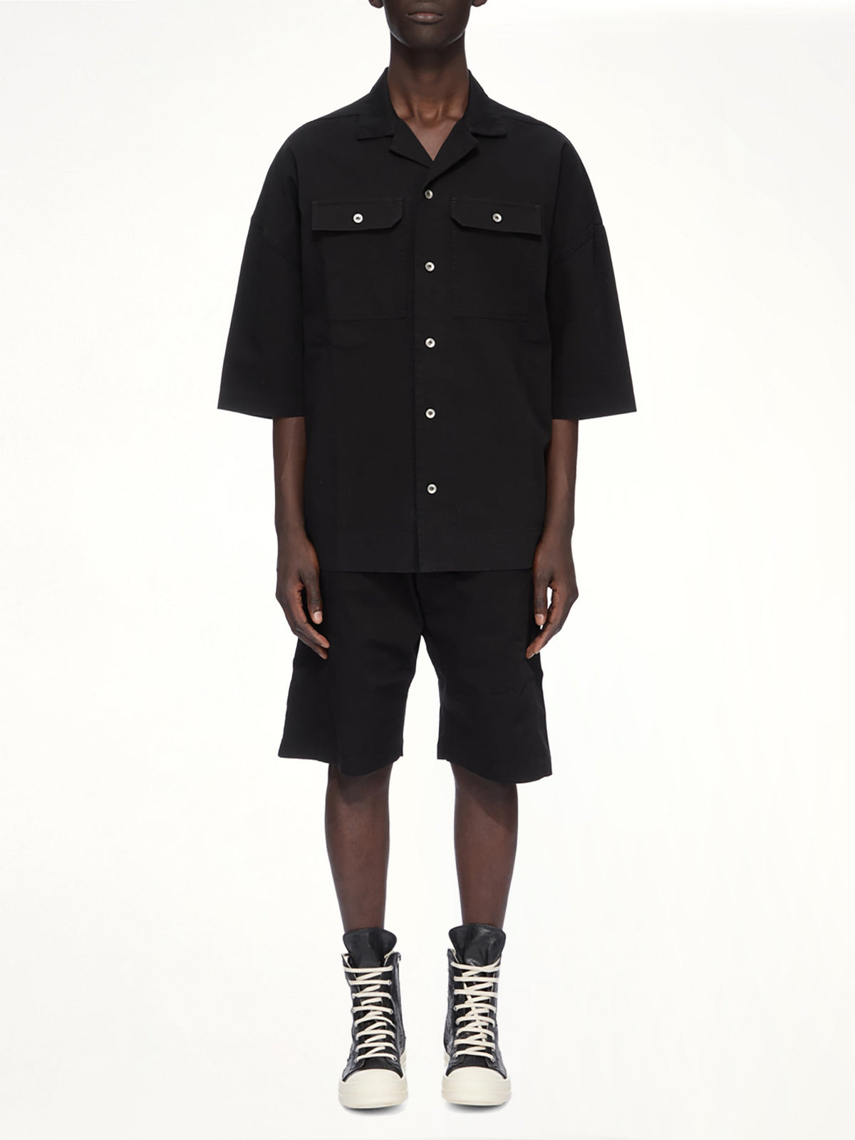Cotton Twill Pusher Shorts in Black