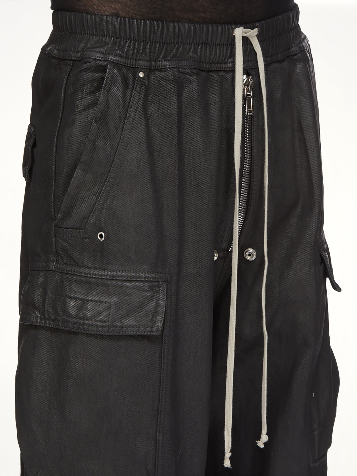 13oz Denim Double Cargo Jumbo Belas in Black Wax