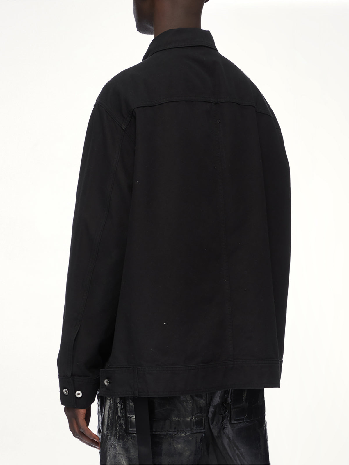 Cotton Canvas Jumbo Worker Denim Jacket in Black