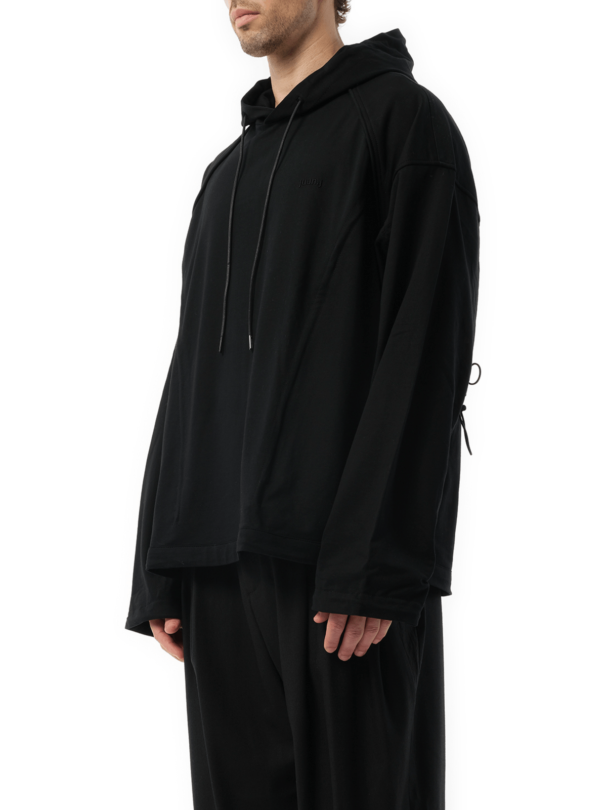 Multi String Over Hoodie in Black