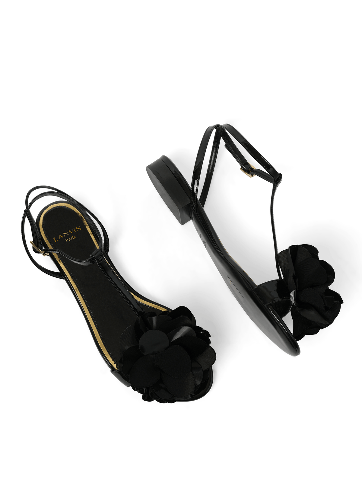 Flat Sandal in Black Top View | LANVIN