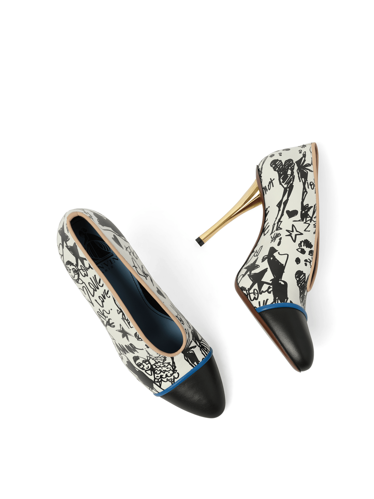 Print V Neck Pump in Multicolor Top View | LANVIN