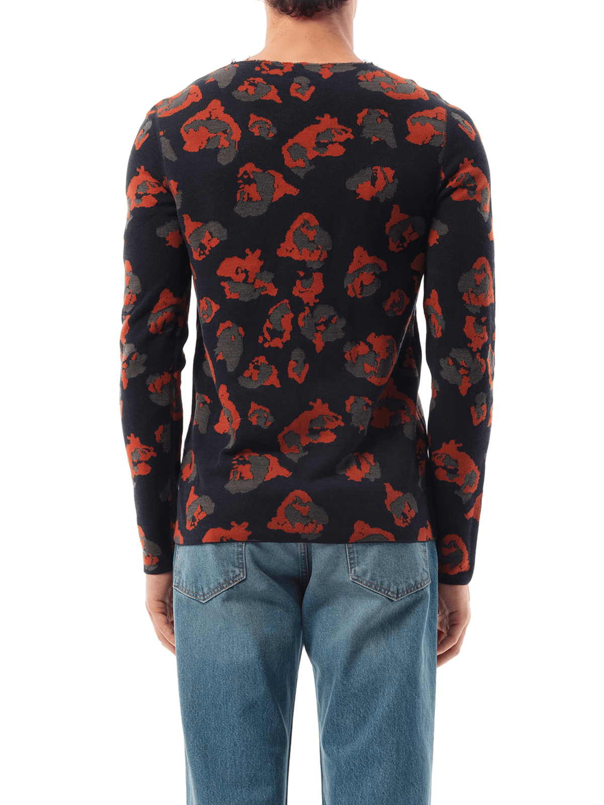 Leopard Jacq Raw Sweatshirter in Navy