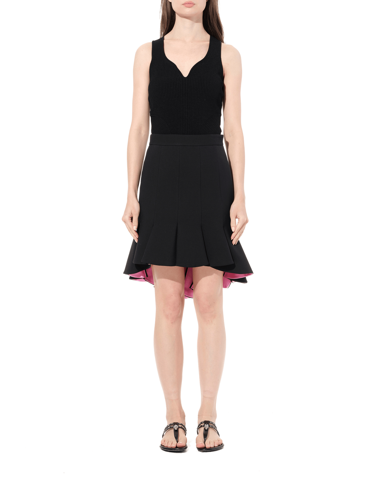 Wool Silk Skirt in Black