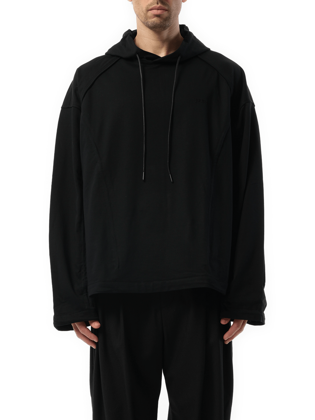 Multi String Over Hoodie in Black
