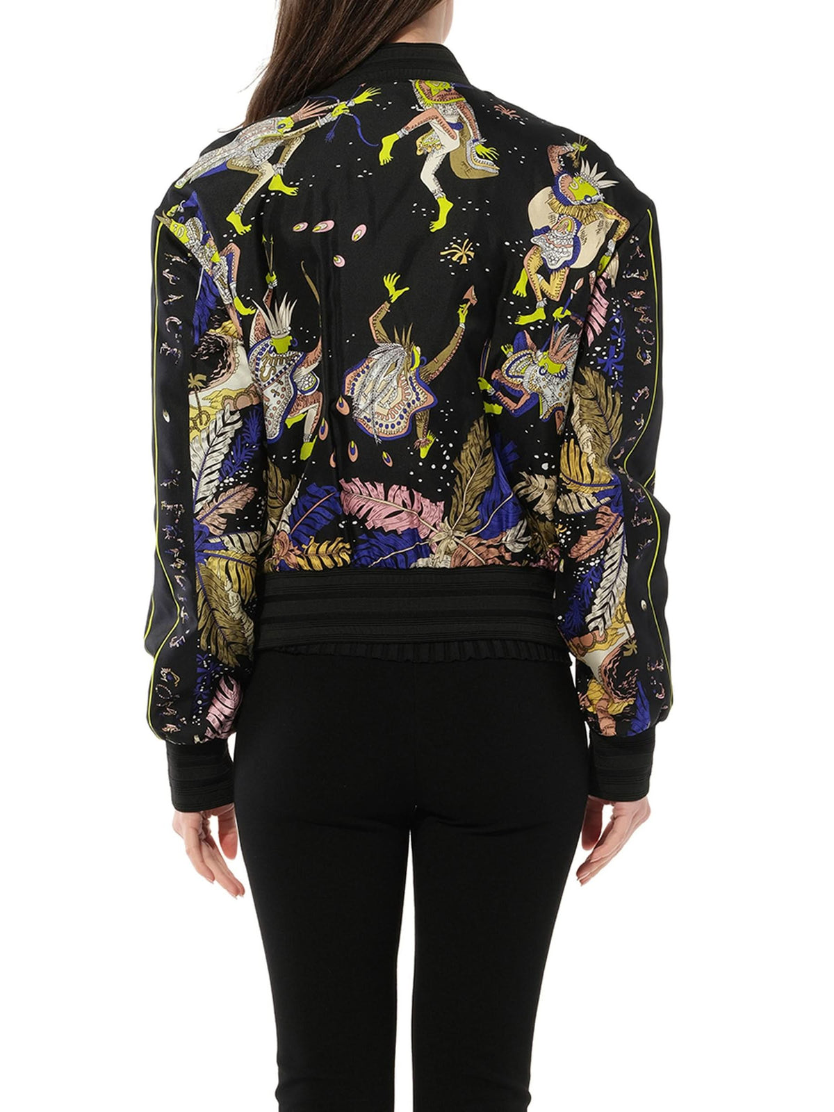 Print Bomber Jacket in Black