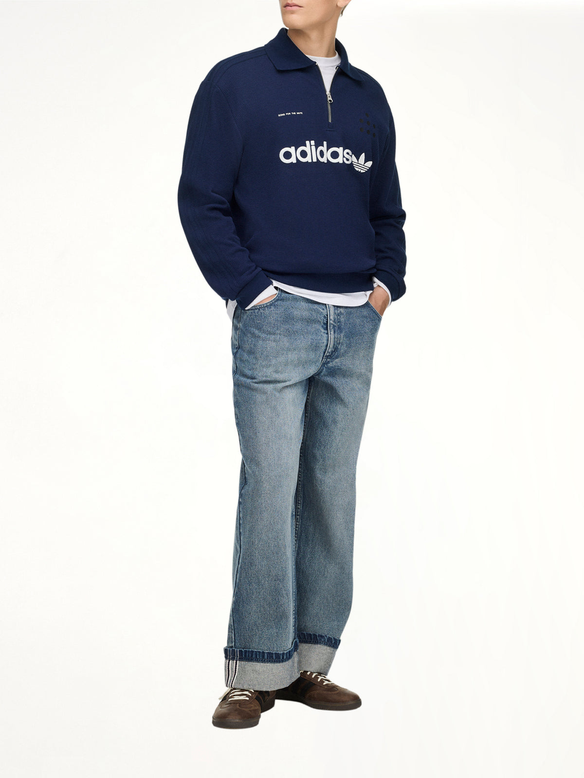 Adidas x SFTM LS Polo in Night Indigo