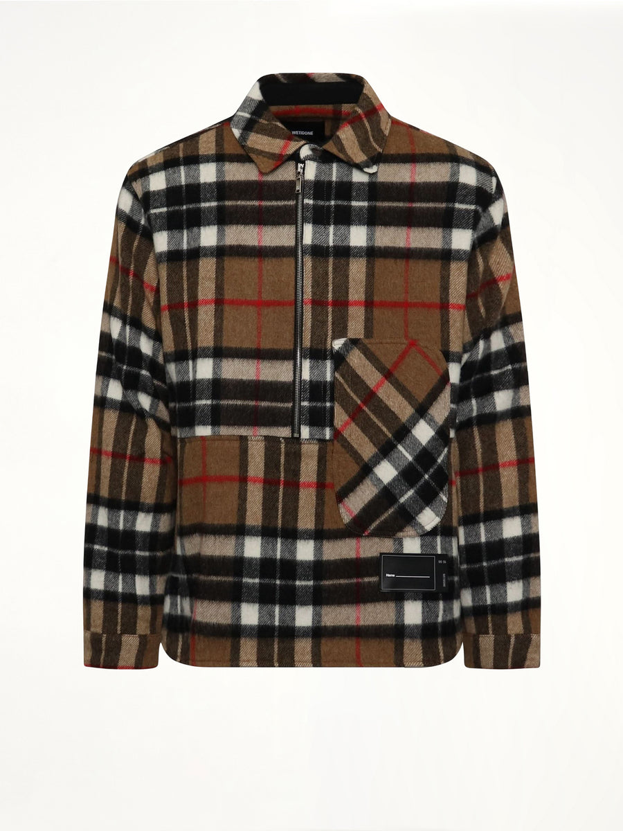 Check Anorak Wool Shirt in Camel