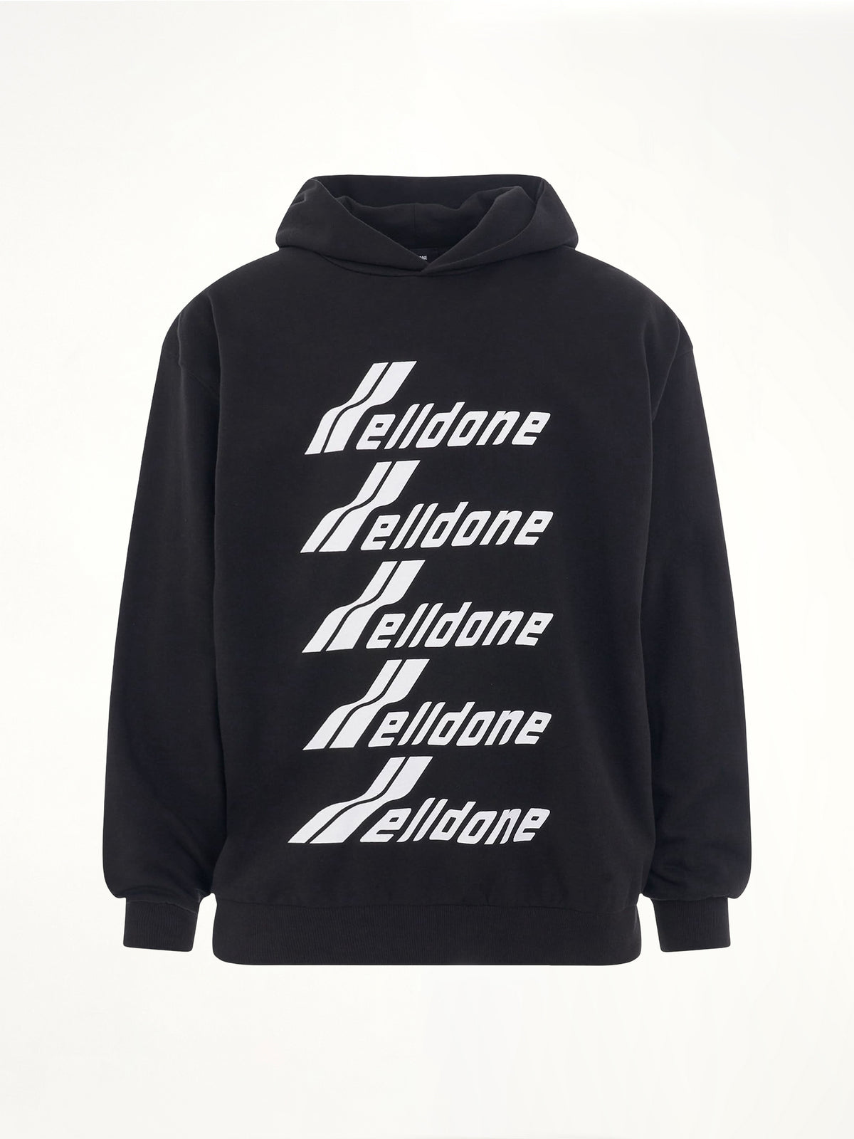 Multiple Front Logo Hoodie in Black