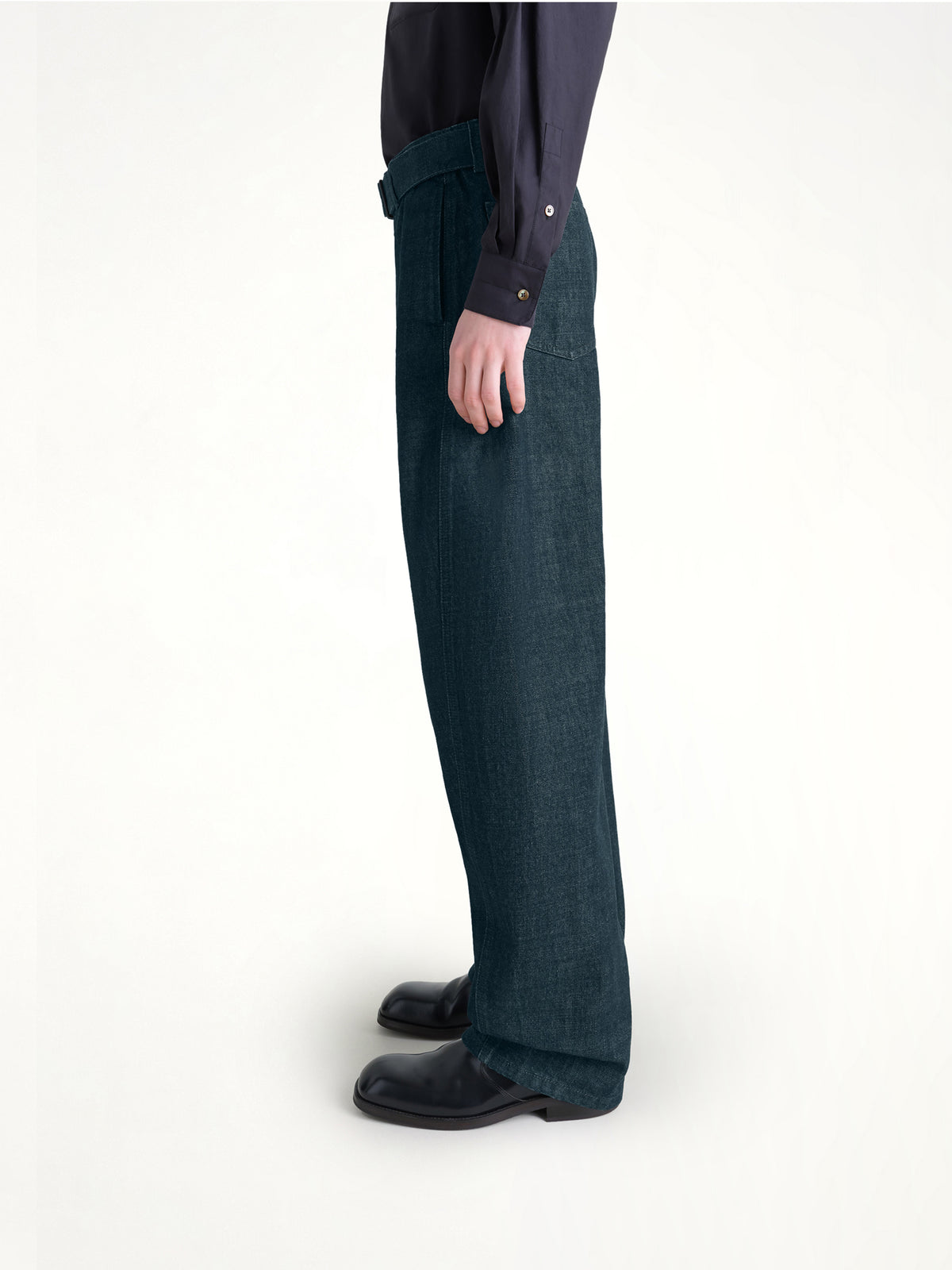 Twisted Belted Pants in Denim Indigo