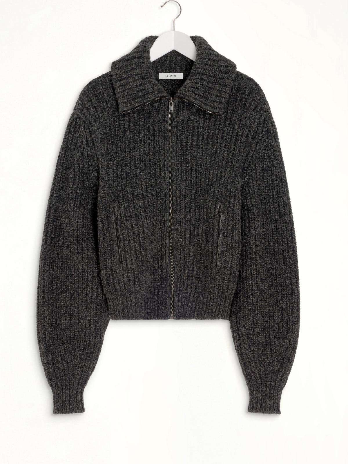 Zipped Cardigan in Black / Mink Brown