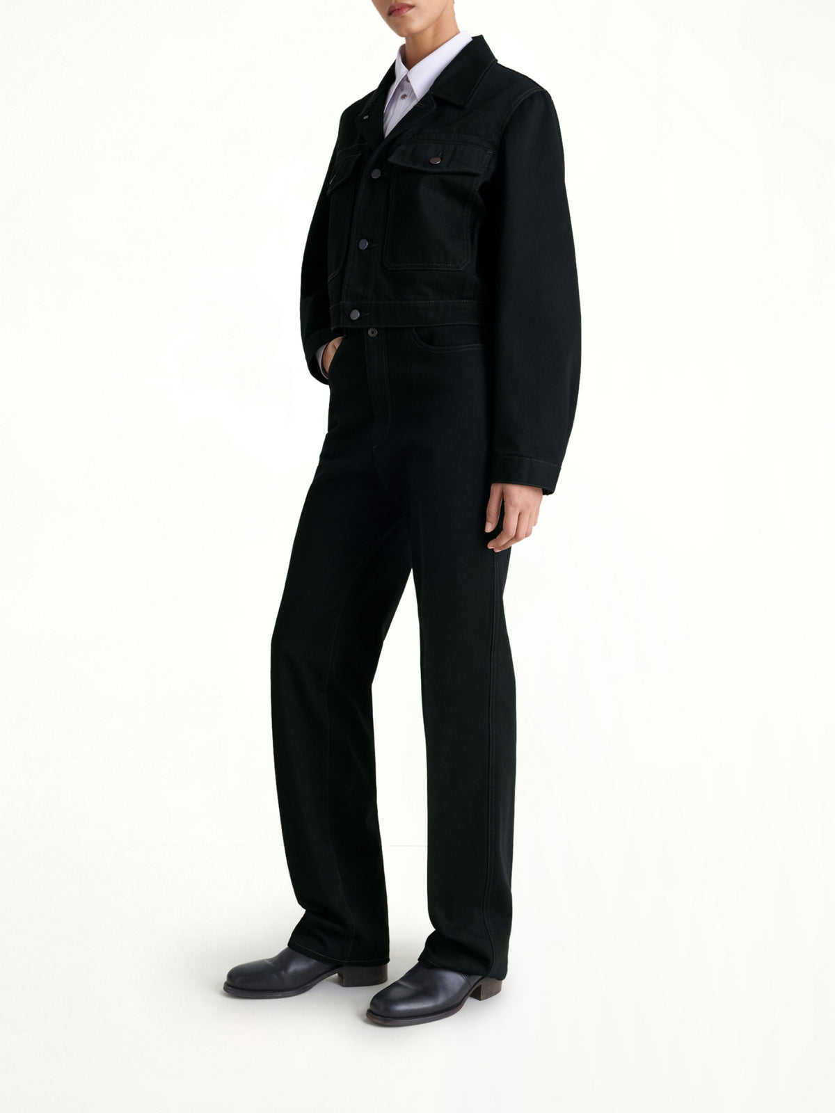 Cropped Blouson in Black