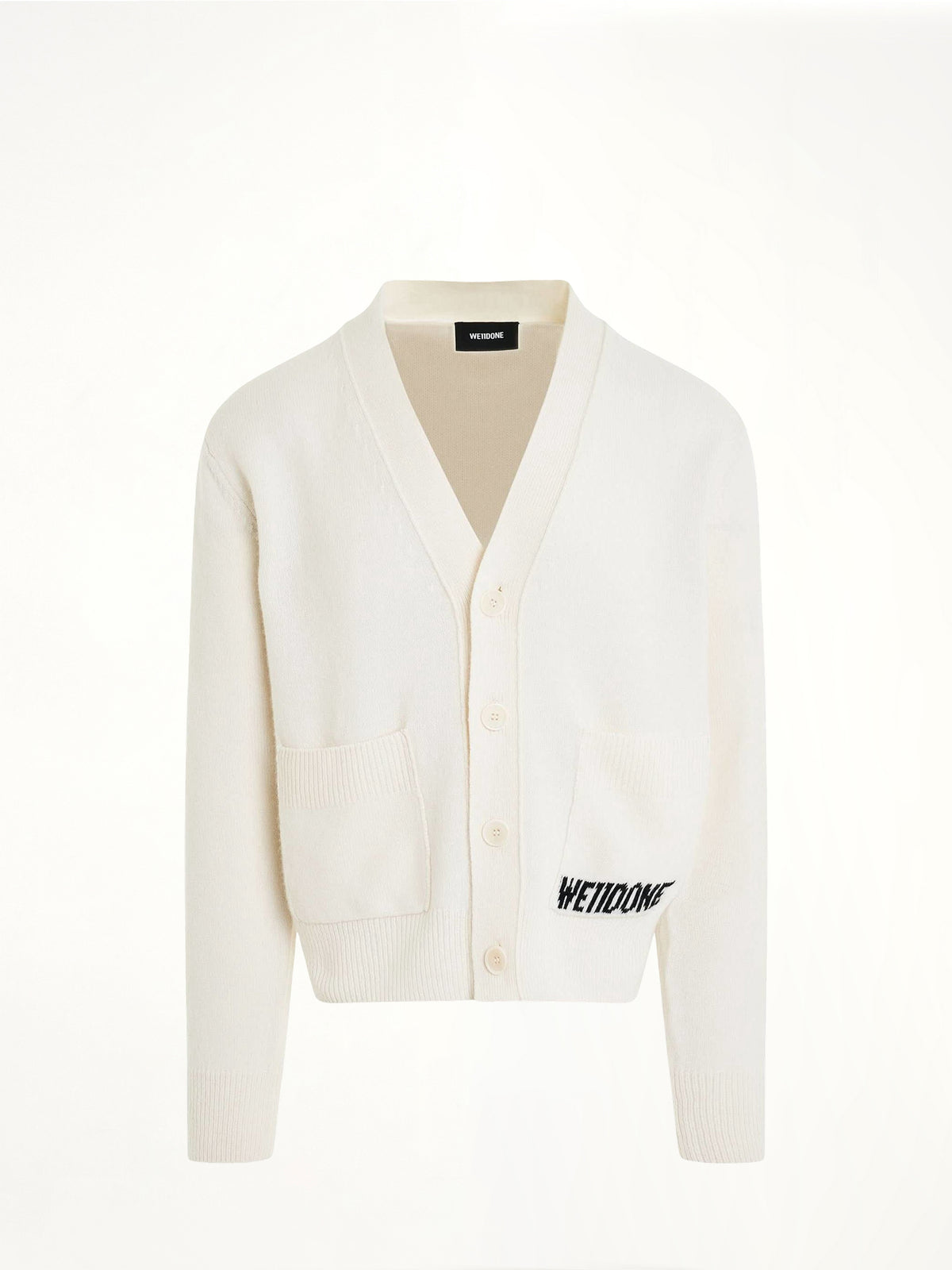 Pocket Logo Knit Cardigan in Ivory