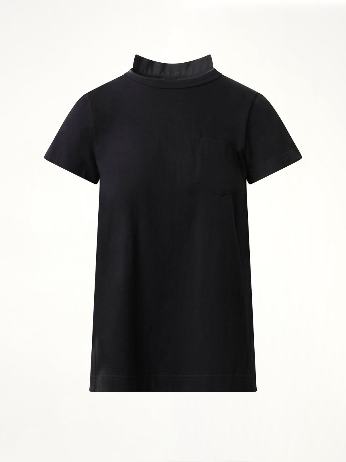 Cotton Poplin x Jersey T-Shirt in Black