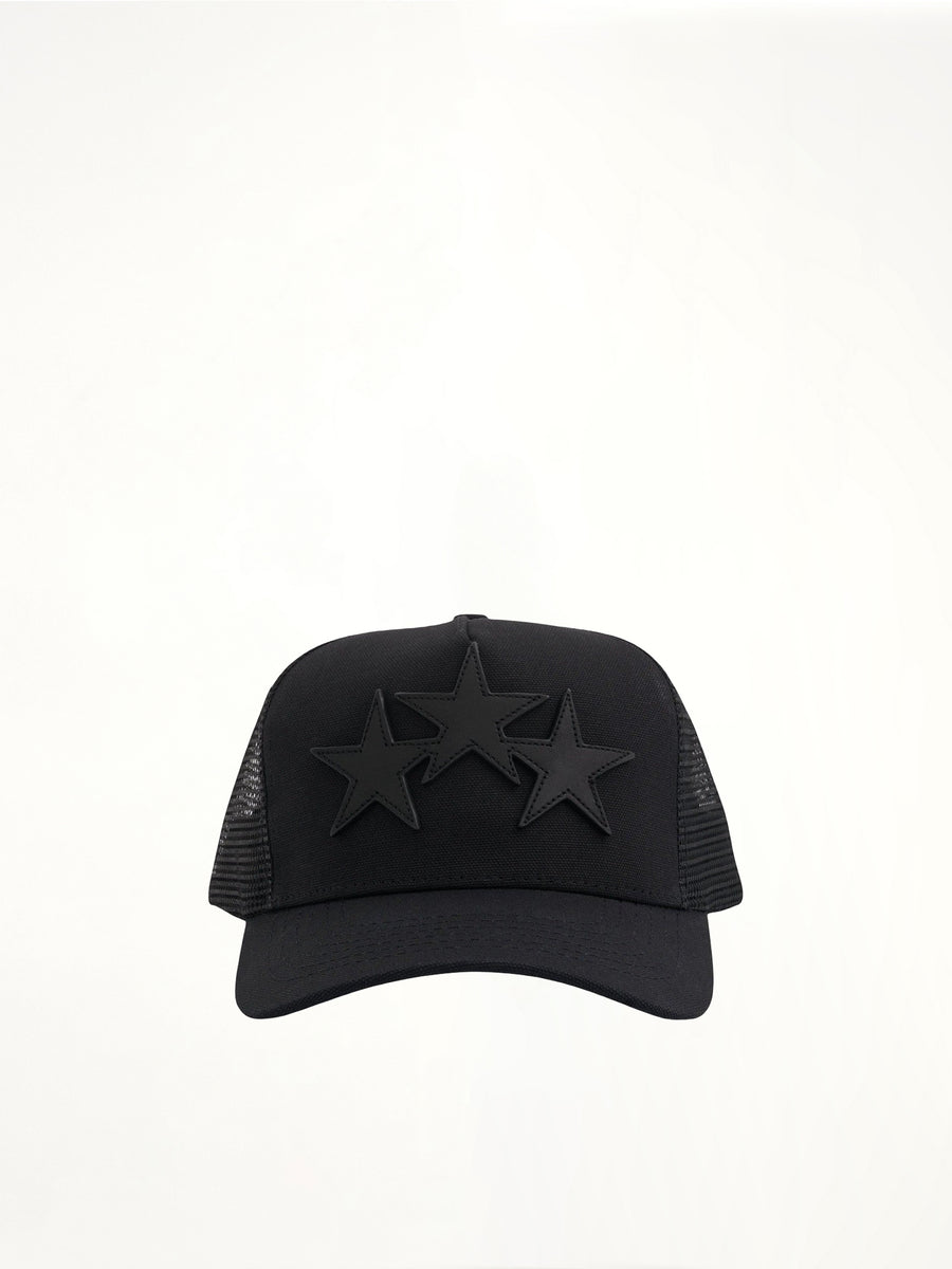 3 Star Trucker Hat in Black