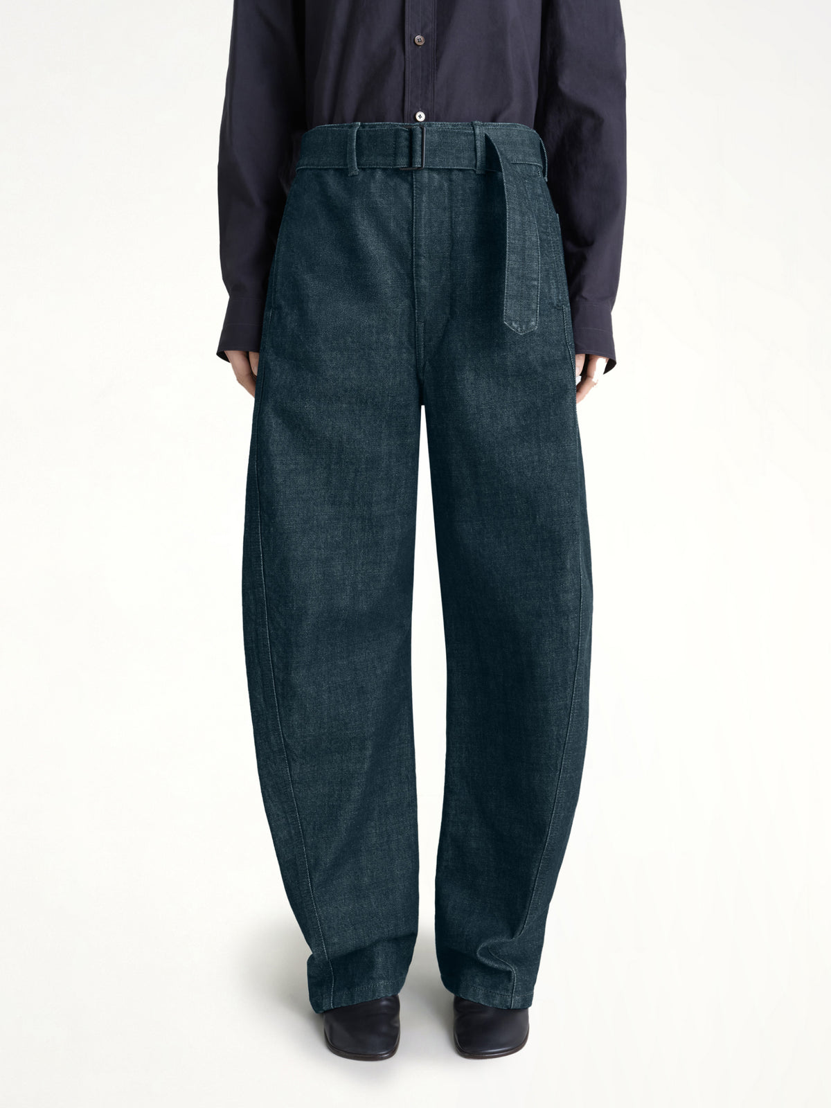 Twisted Belted Pants in Denim Indigo