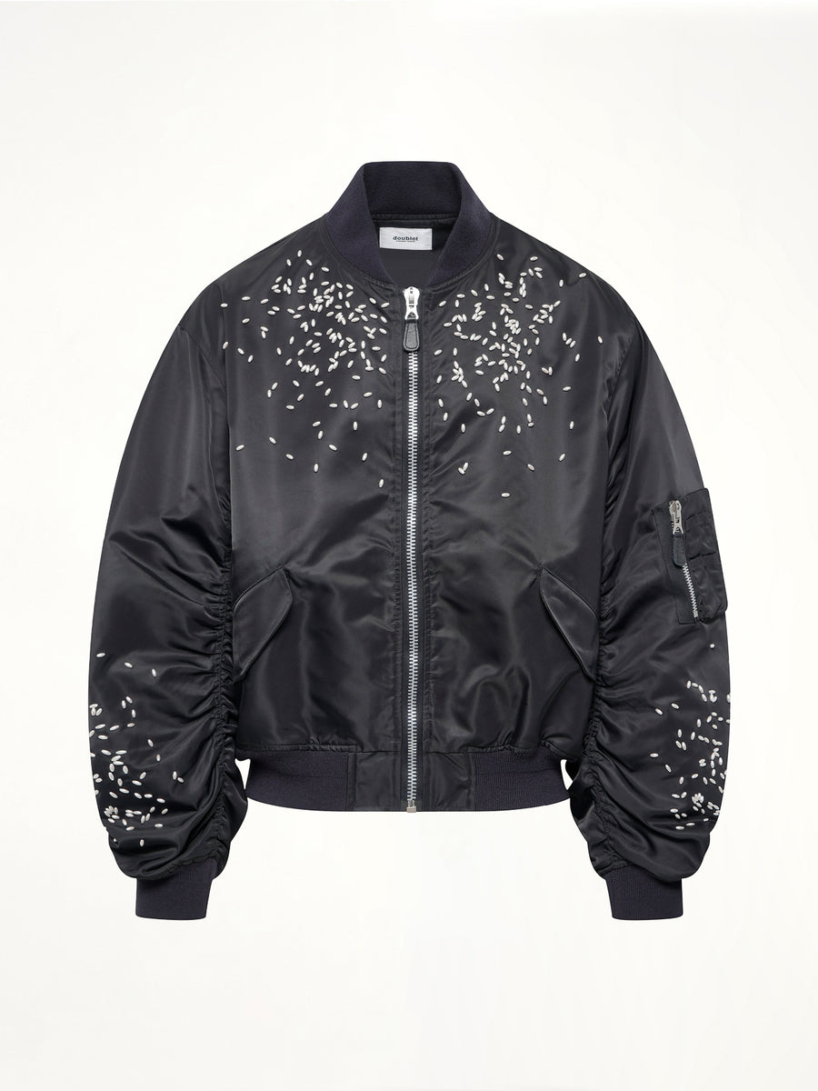 Spilled Rice Bomber Jacket in Black