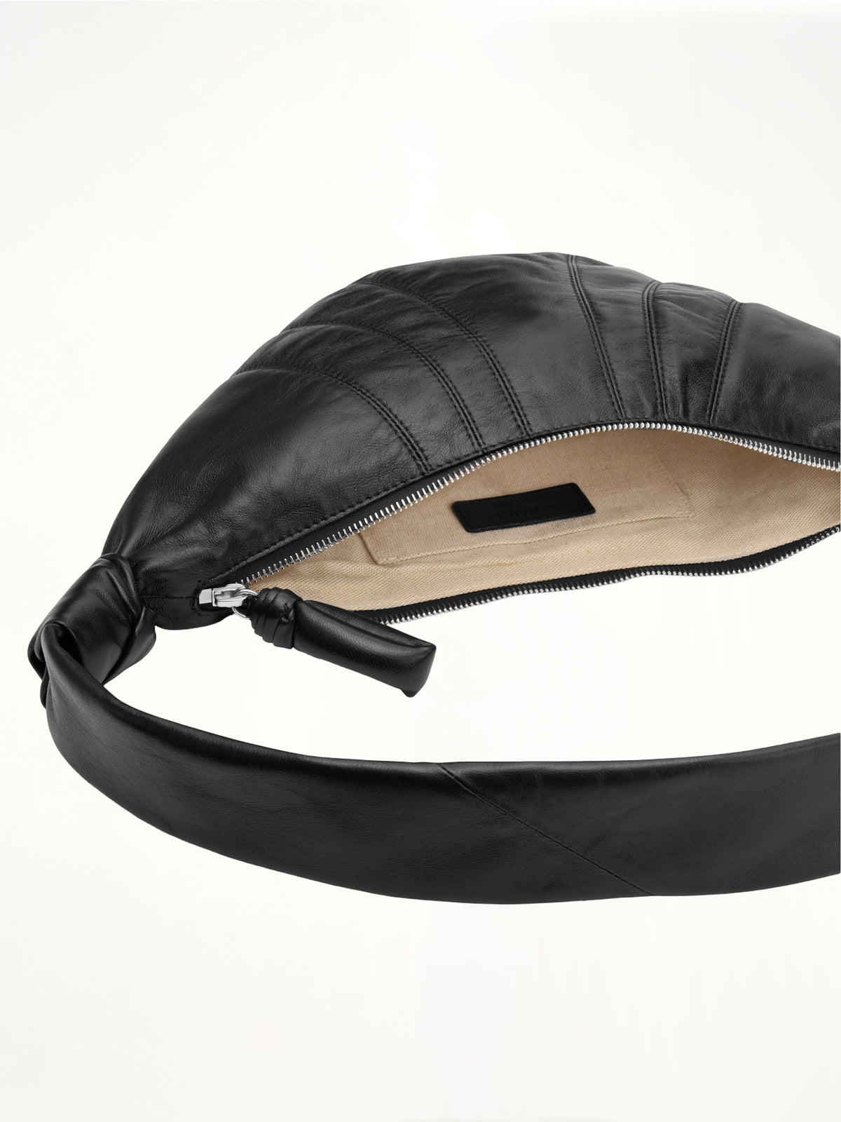 Lambskin Small Croissant Bag in Black