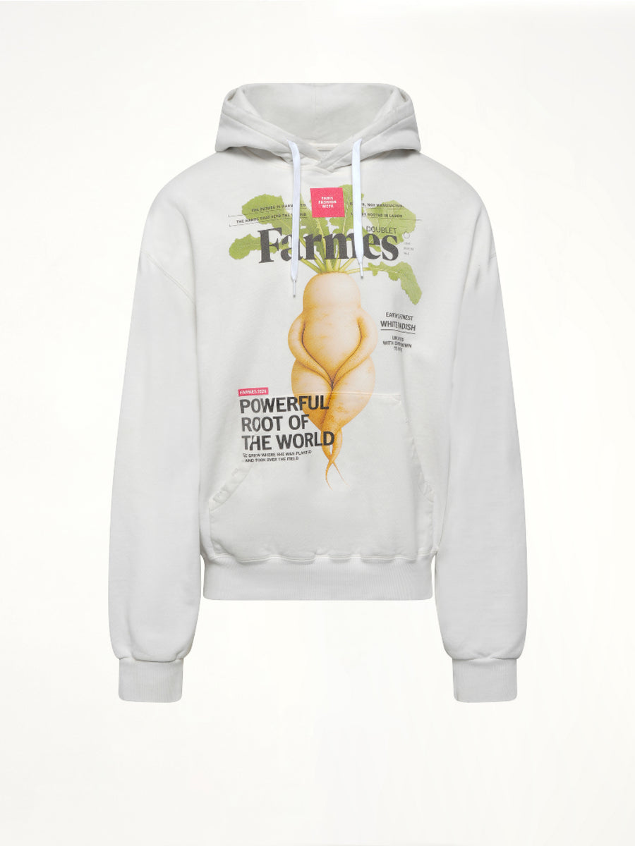 Farmes Magazine Cover Hoodie in White