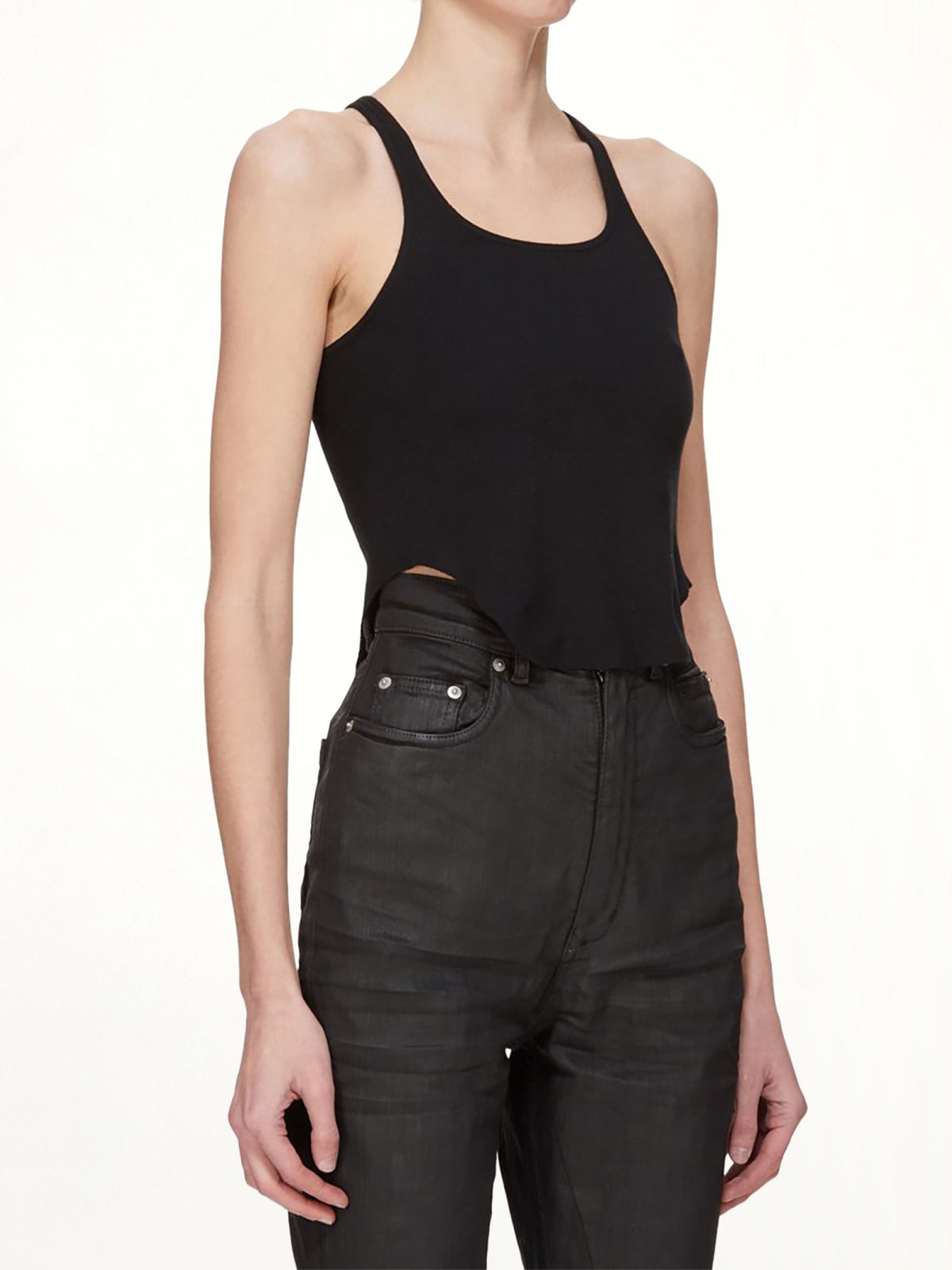 Basic Cropped Tank in Black