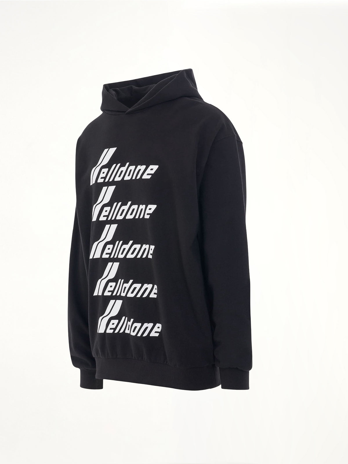 Multiple Front Logo Hoodie in Black