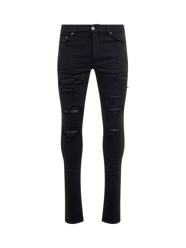Leather Thrasher Jeans in Black Od