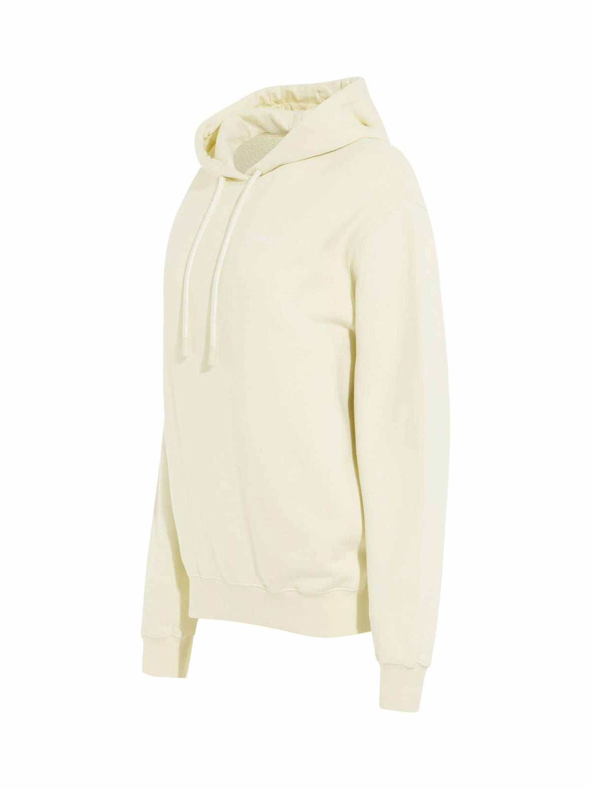Embroidered Diagonal Tab Hoodie in Beige