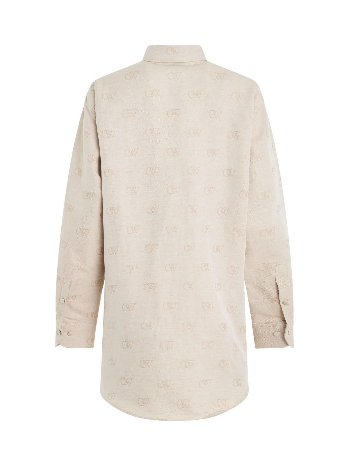 Linen Jacquard Overshirt in Cream