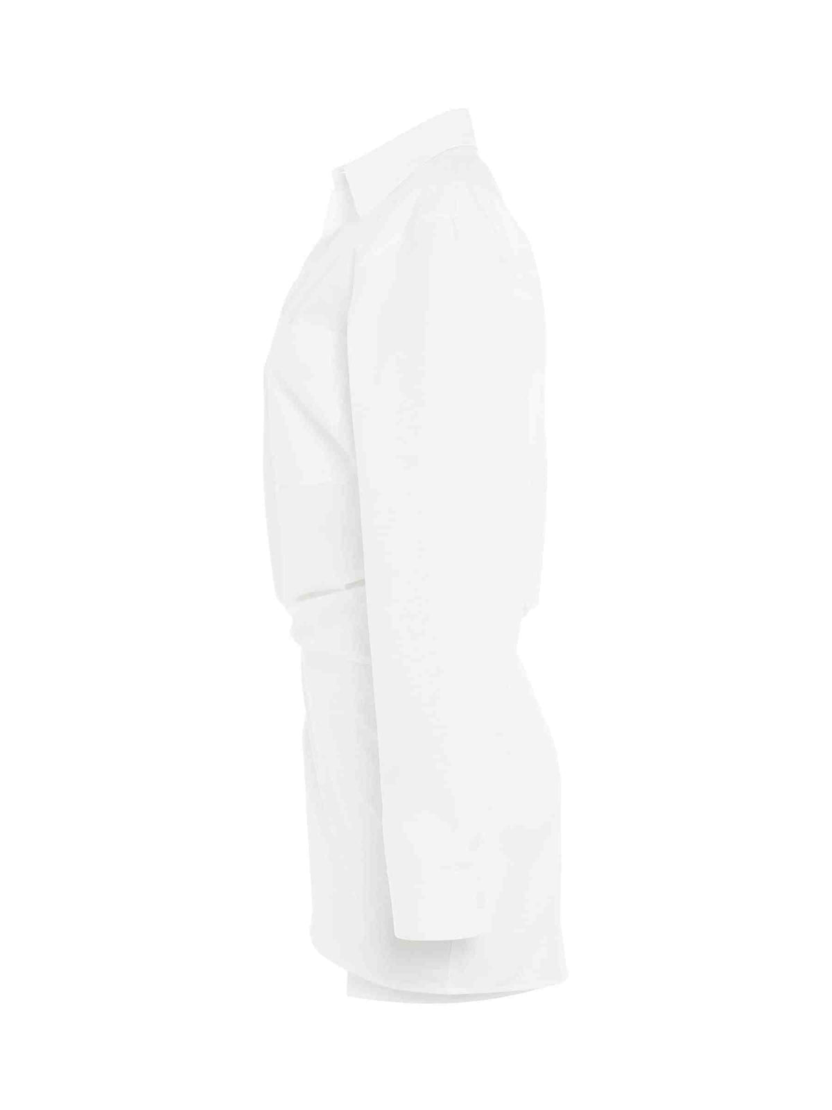 Poplin Twist Shirt Dress in White