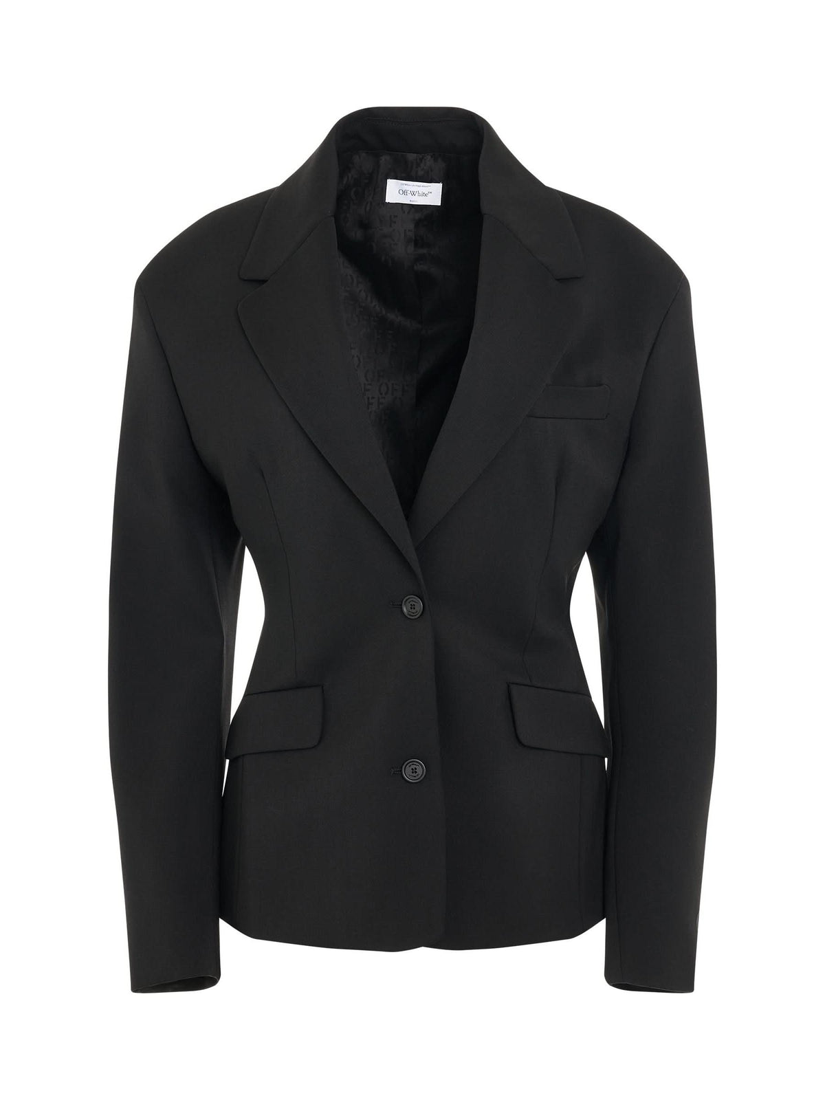 Wool Blend Round Jacket in Black