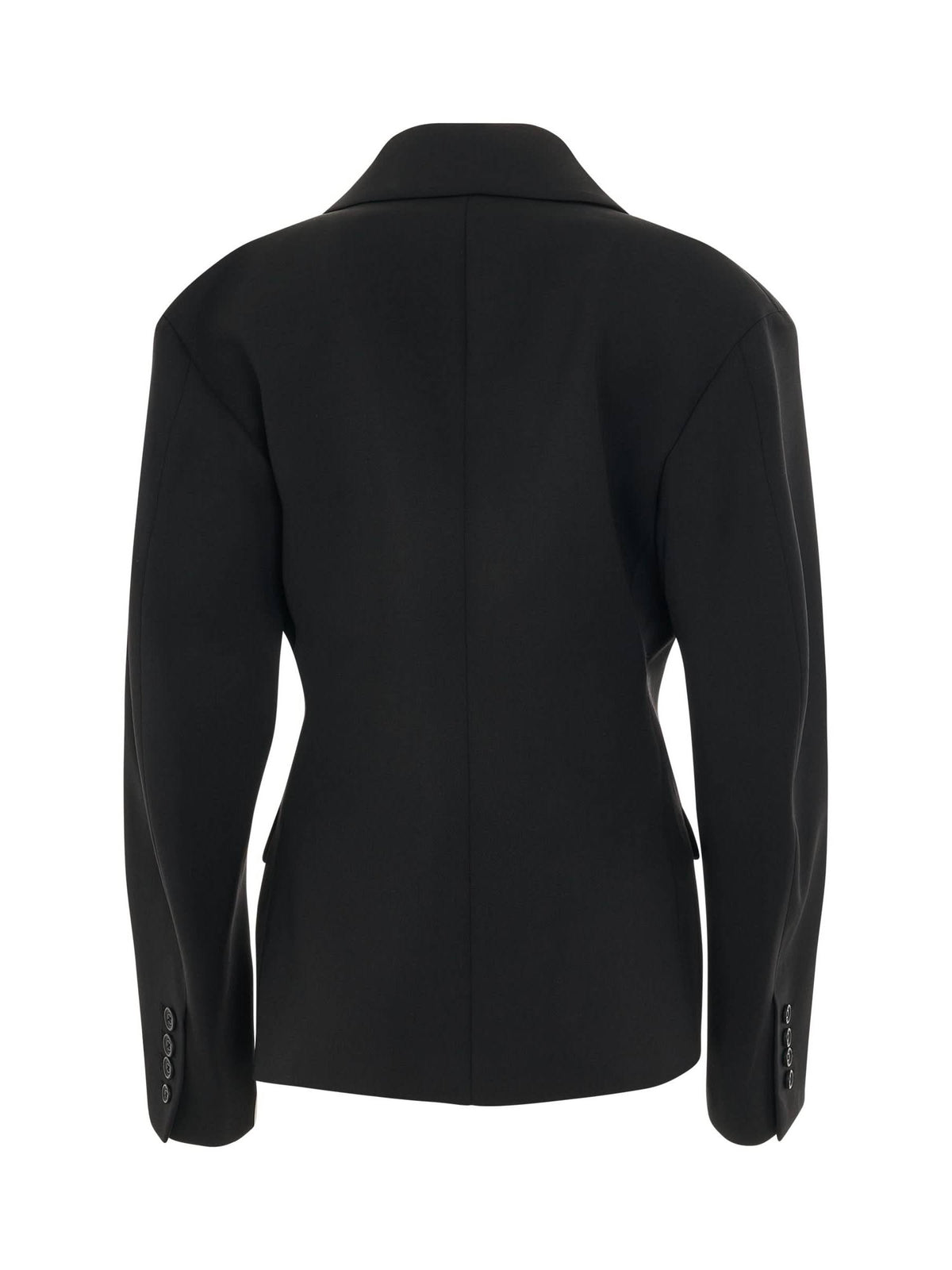 Wool Blend Round Jacket in Black