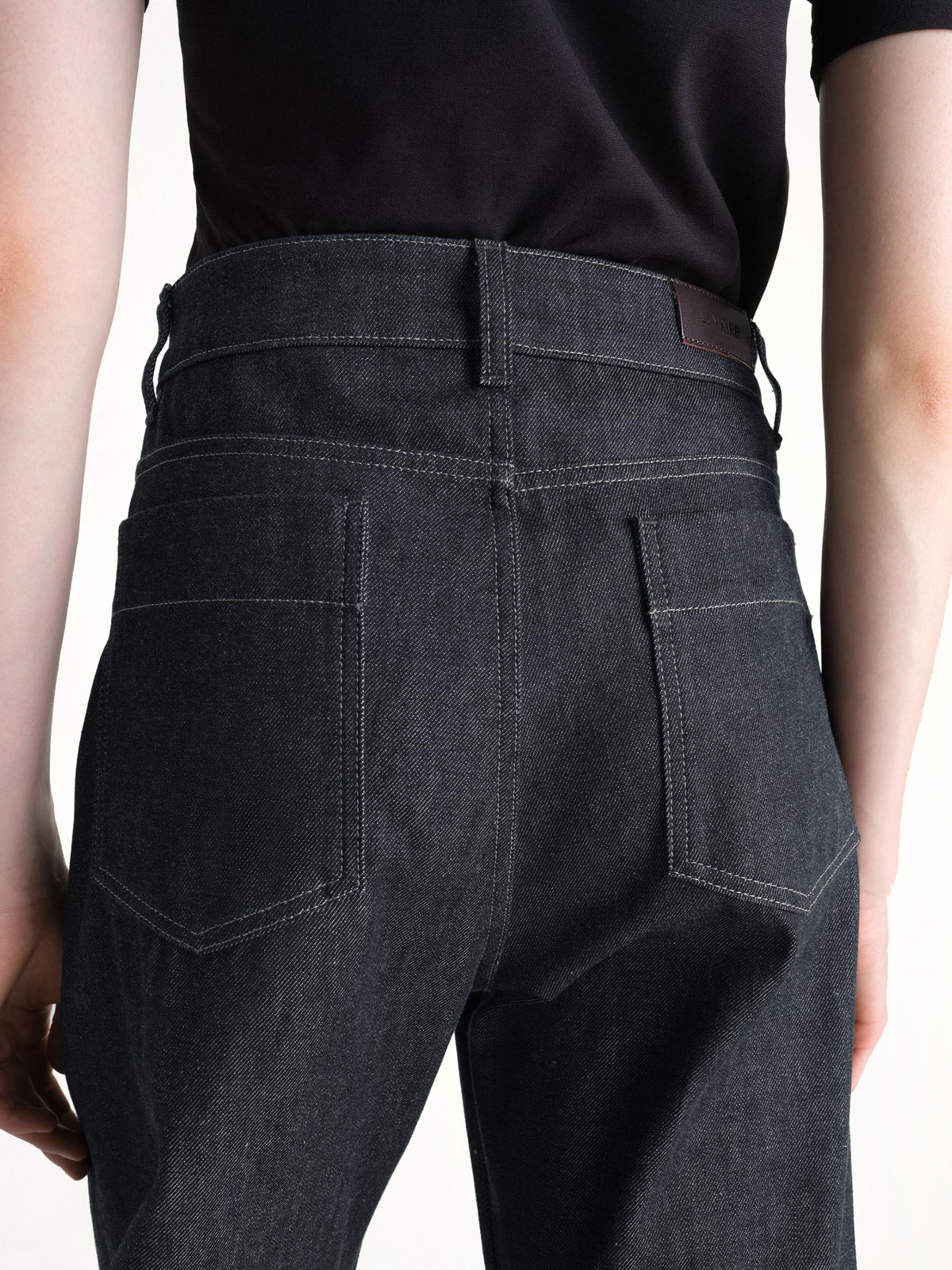 High Waisted Curved Pants in Slate