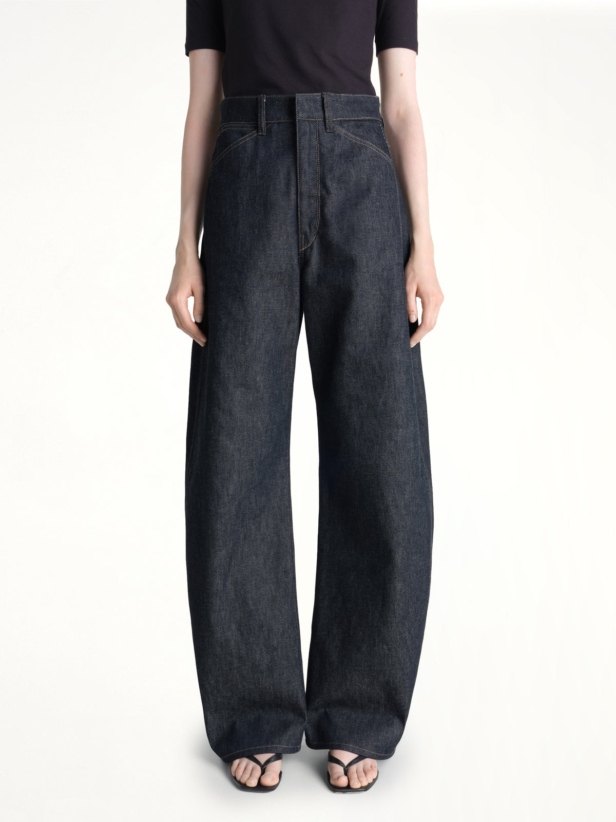 High Waisted Curved Pants in Slate