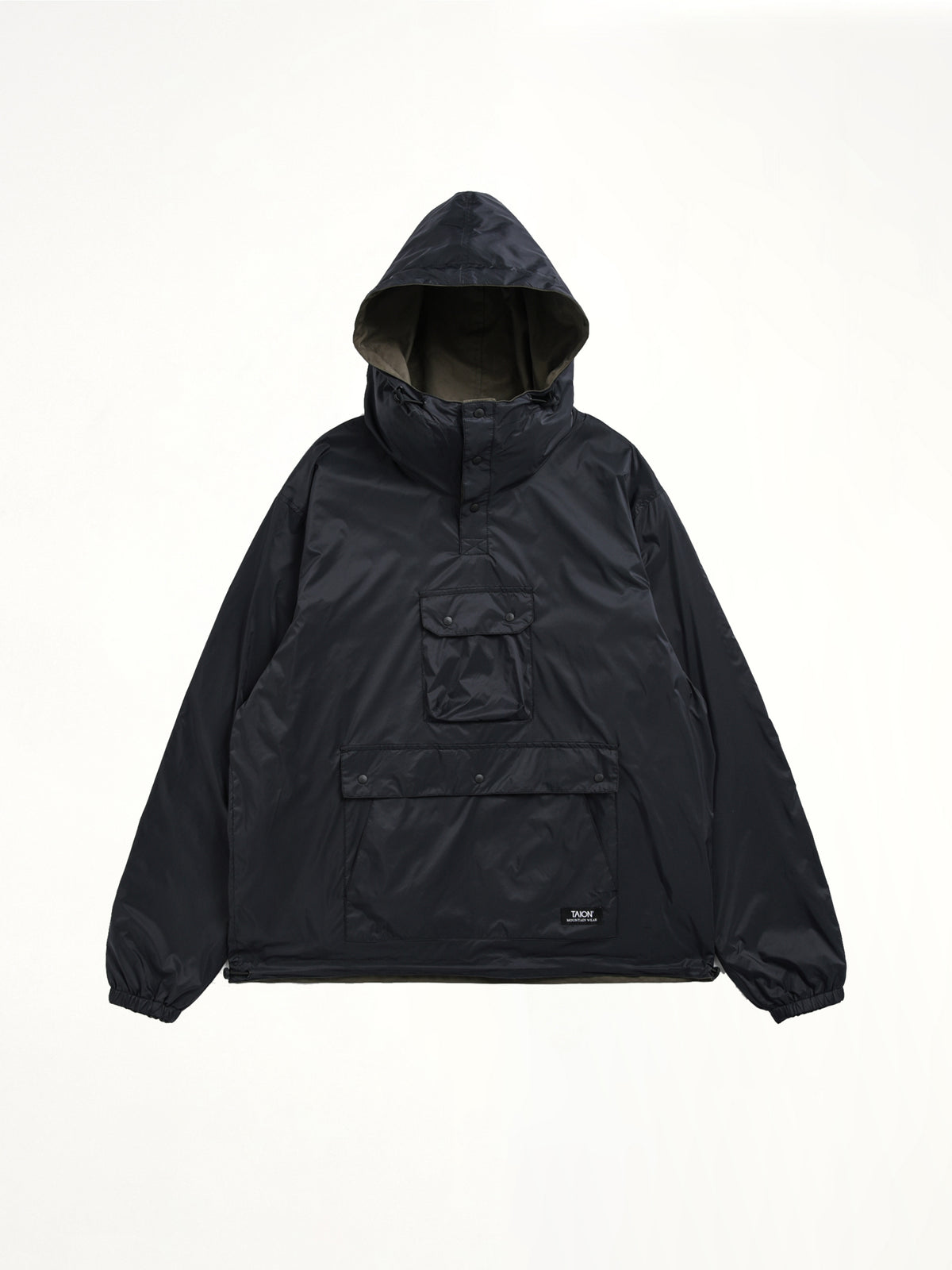 Non Down Mountain Reversible Anorak in Black/Dark Olive