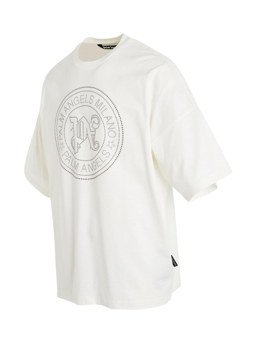 Milano Stud Loose Fit T-Shirt in Off White