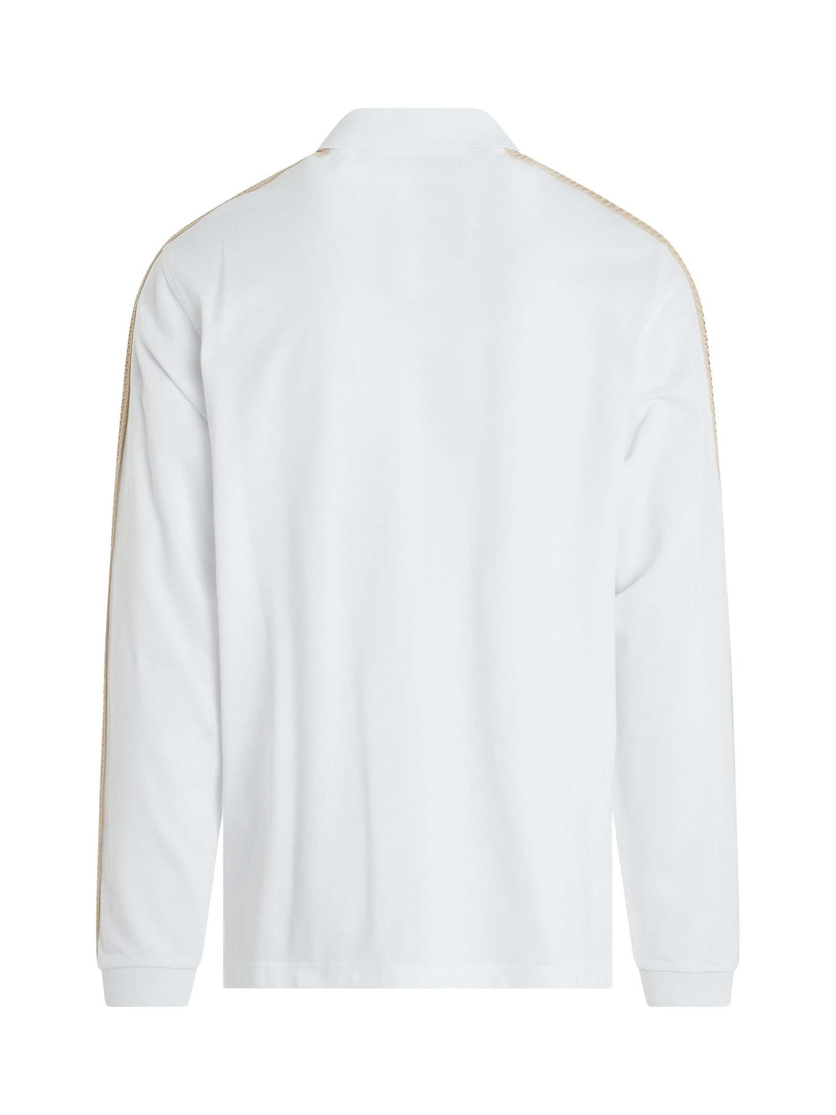 Monogram Track Long Sleeve Polo in Off White