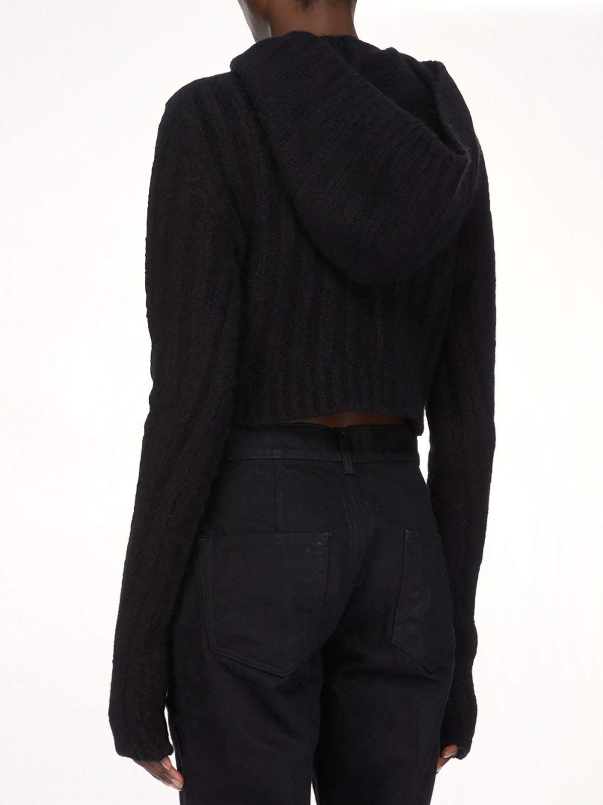 LS Cropped Hooded Top in Black