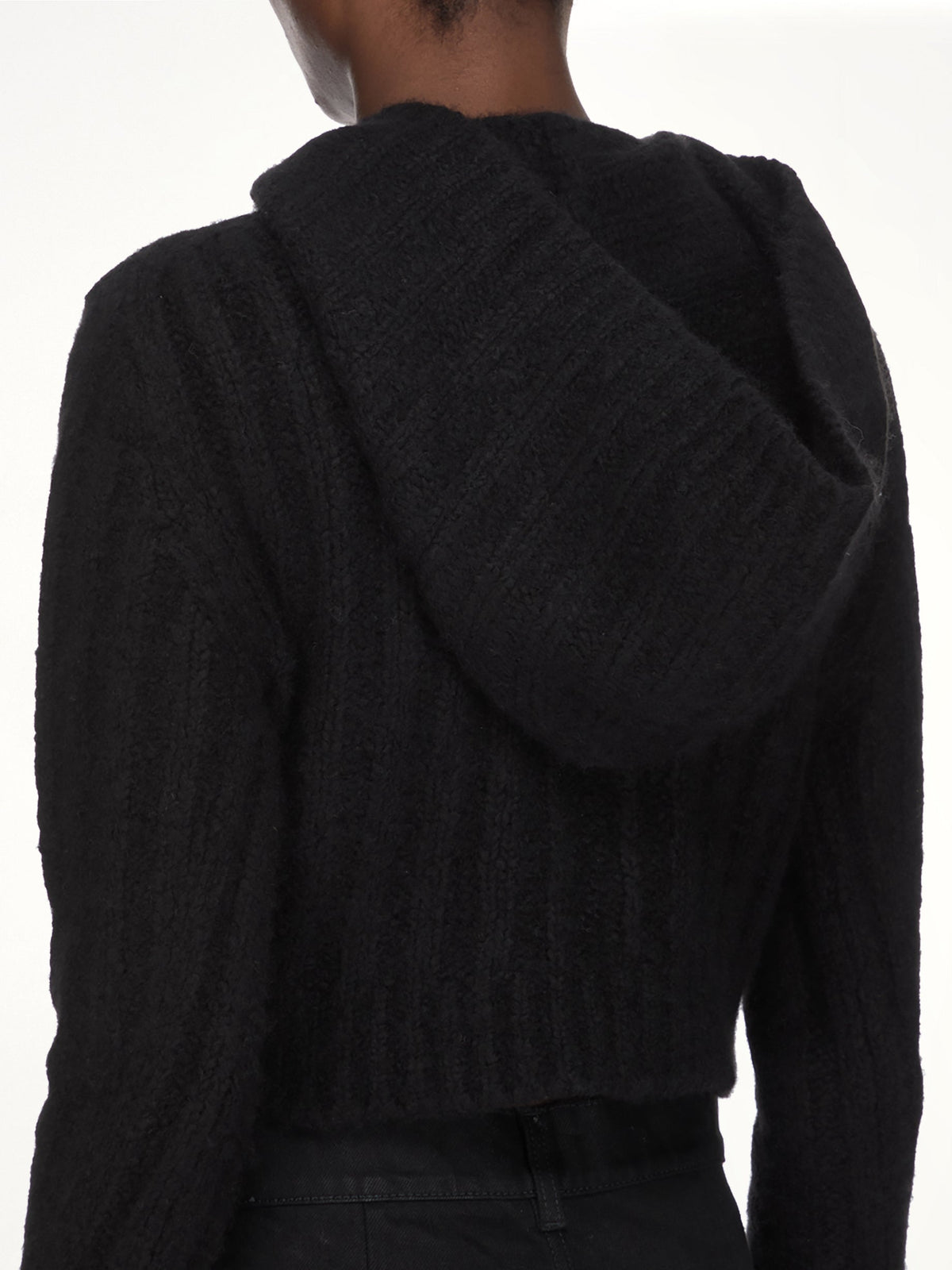 LS Cropped Hooded Top in Black