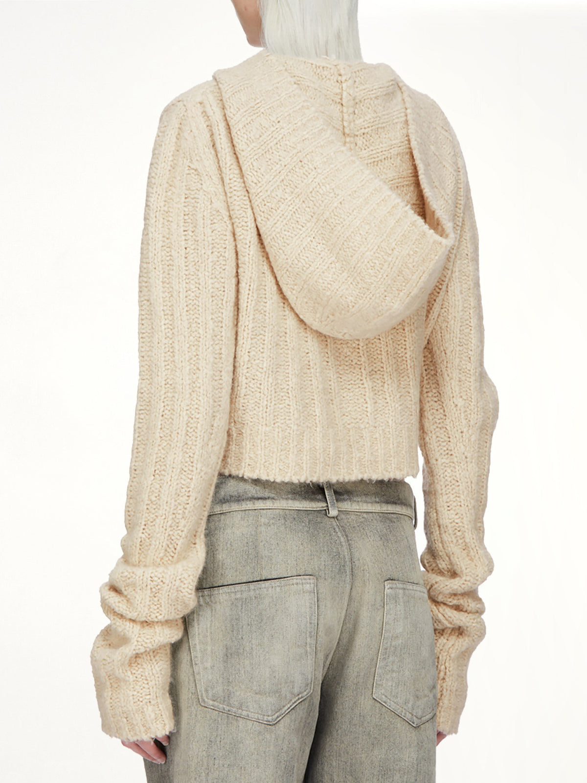 LS Cropped Hooded Top in Natural
