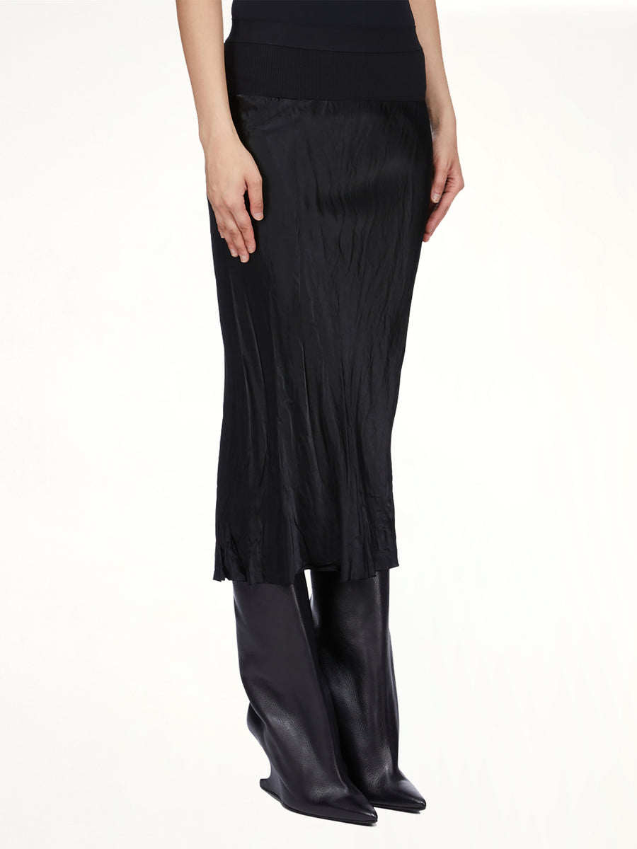 Knee Bias Skirt in Black