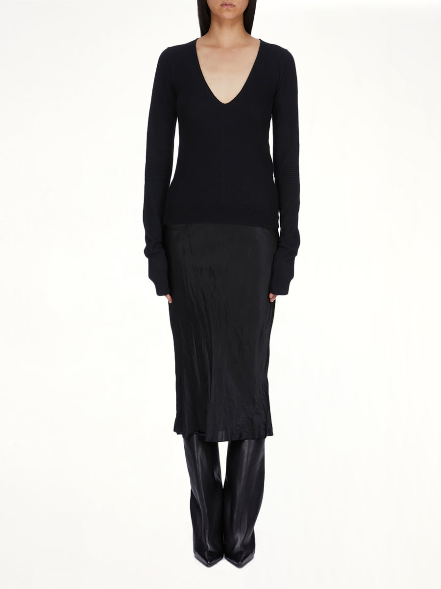 Knee Bias Skirt in Black