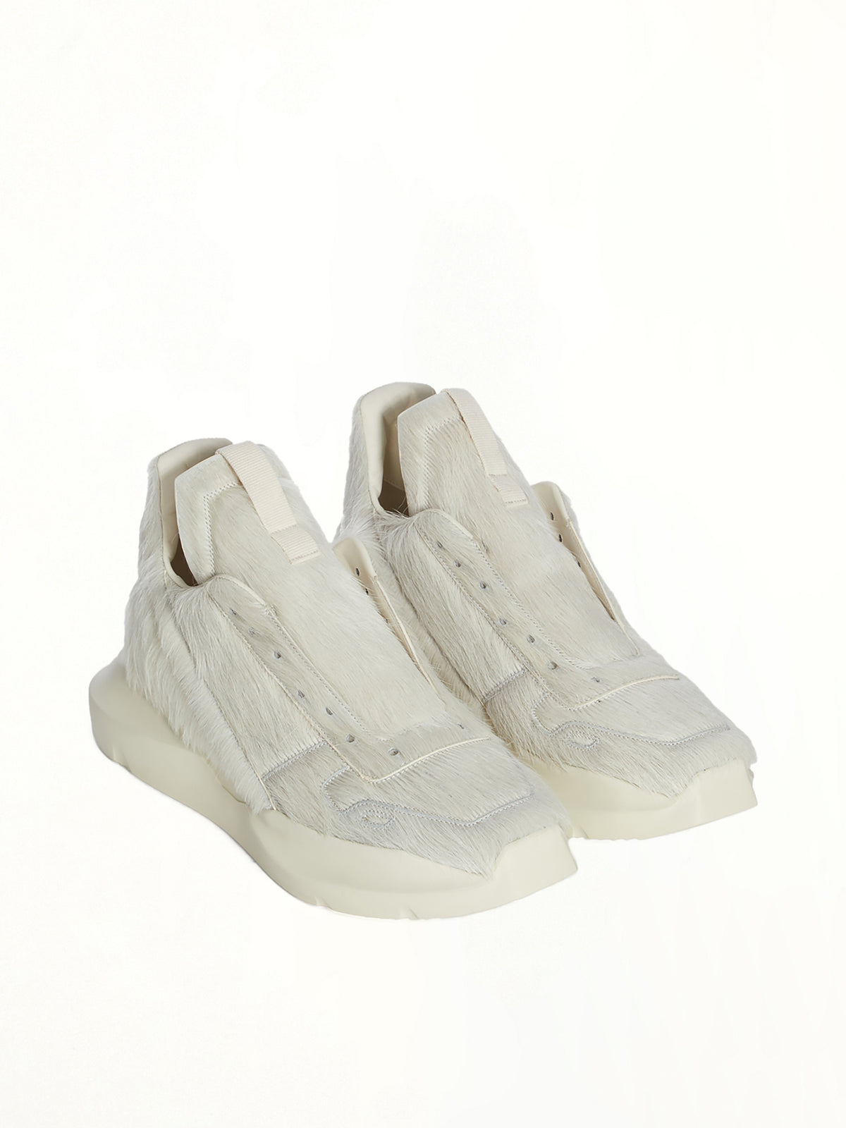 Fur Geth Runner in Milk/Milk/Milk Front View | RICK OWENS