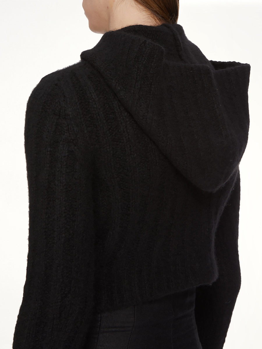 Tower Cropped Hooded Pull in Black