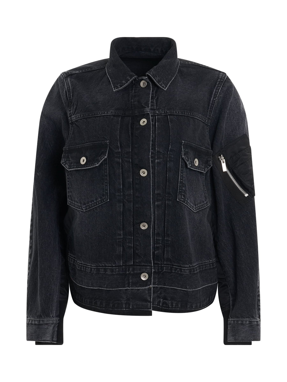Denim & Nylon Twill Jacket in Black