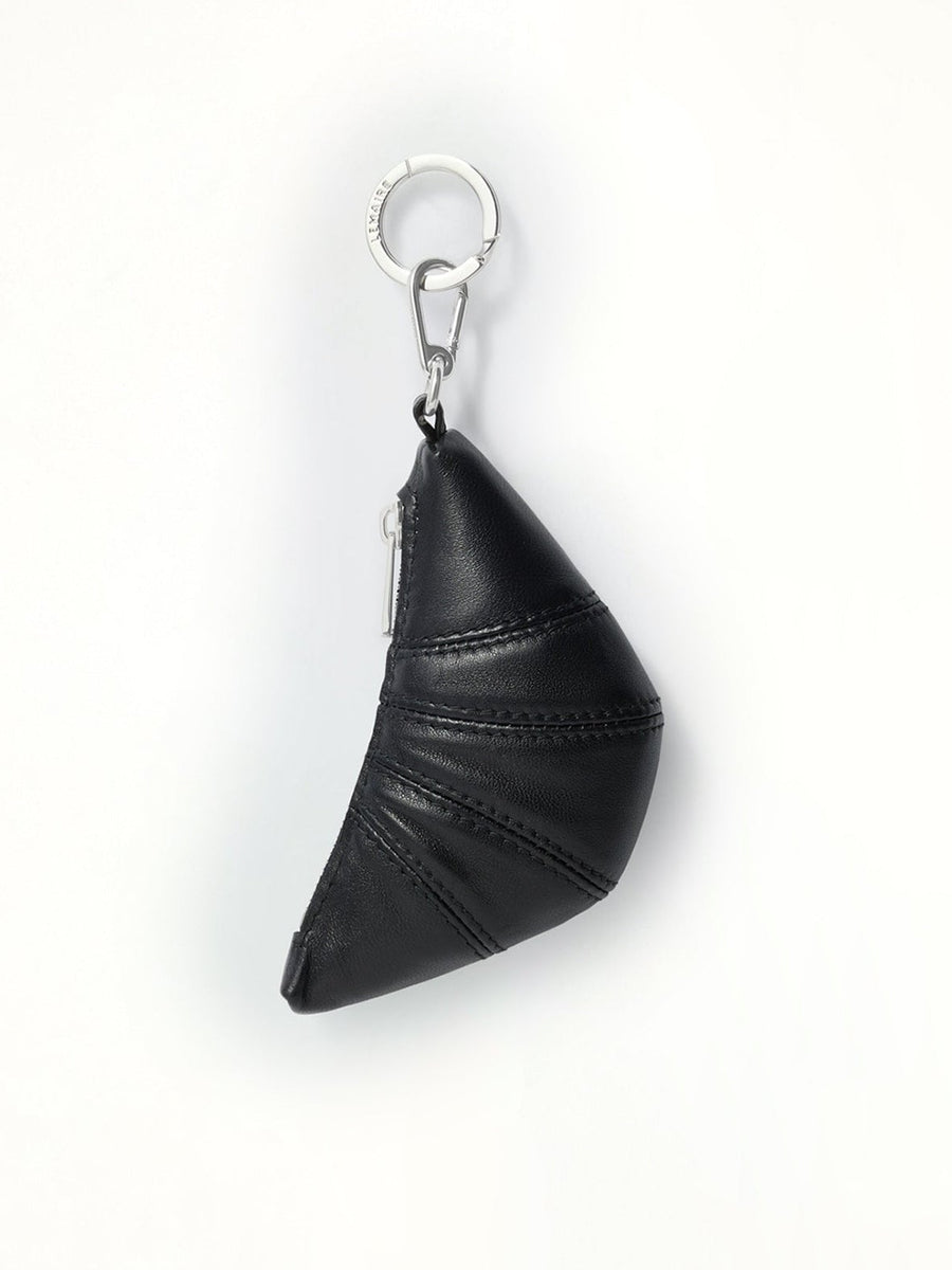 Mini Croissant Soft Nappa Keyring in Black